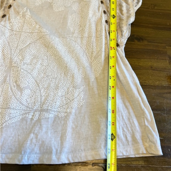 Angels Never Die Vintage Y2K Top Sheer Lace Cottagecore Fairy Cream Beaded M - Picture 9 of 11